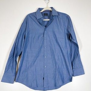 Buffalo David Bitton Slim Stretch Shirt Men's Blue‎ Button Up Long Sleeve Medium